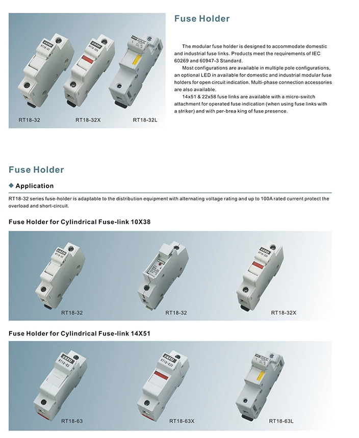 China Professional Manufacturer 32A 63A 125A Fuse Holder with Indication for Cylindrical Fuse Link